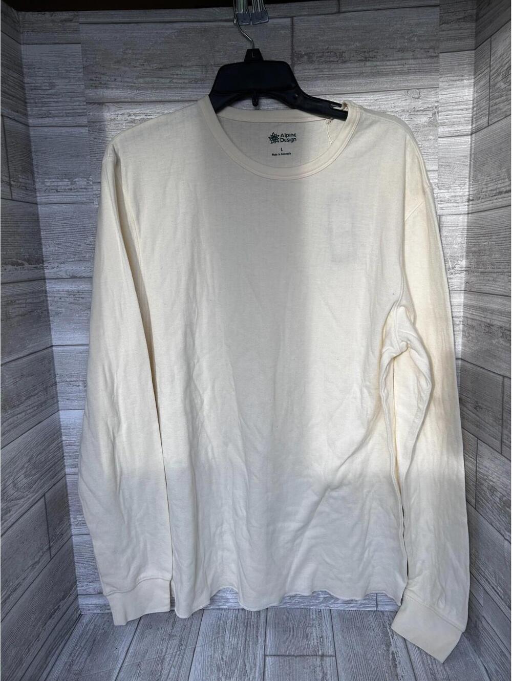 Alpine Design Mad Peak Long Sleeve Duofold Crew Shirt Men’s L Off White UPF 50+